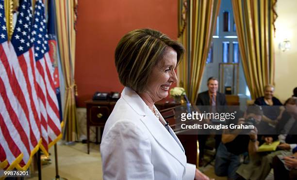 Speaker of the House Nancy Pelosi, D-Calif., answers questions about health care during her weekly news conference in the U.S. Capitol, July 30,...