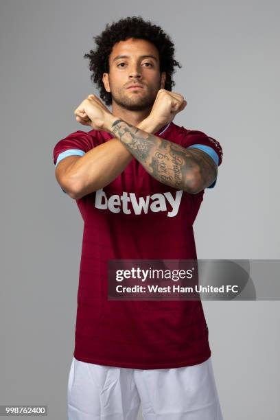 West Ham United's new signing Felipe Anderson poses for a portrait on July 15, 2018 in London, England.