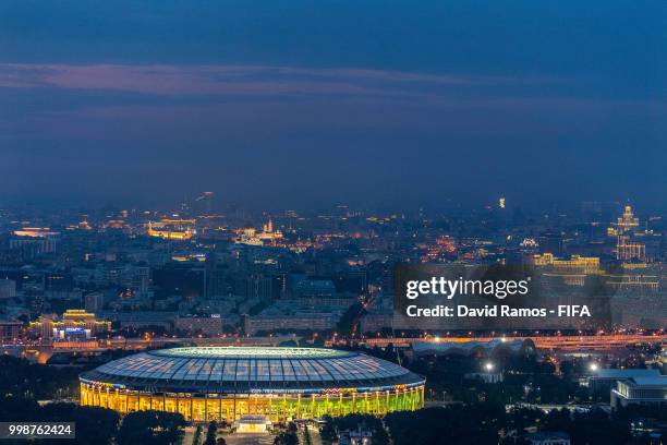 General view of the Luzhniki stadium ahead of the Russia 2018 FIFA World Cup Final match between France and Croatia on July 14, 2018 in Moscow,...