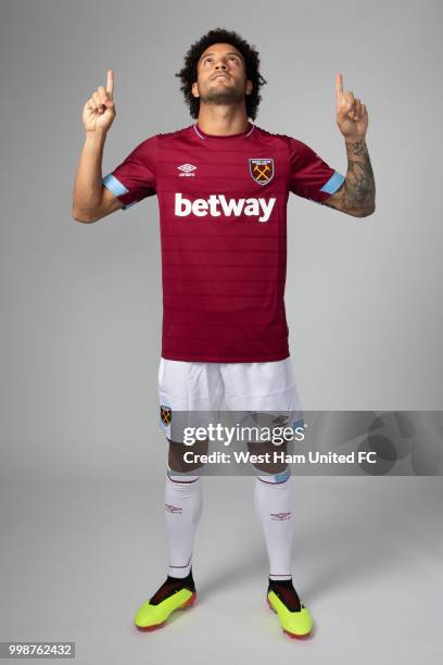 West Ham United's new signing Felipe Anderson poses for a portrait on July 15, 2018 in London, England.