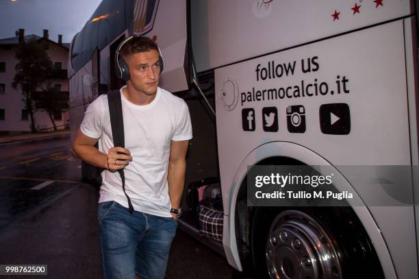 Radoslaw Murawski arrives at US Citta' di Palermo training camp on July 14, 2018 in Belluno, Italy.