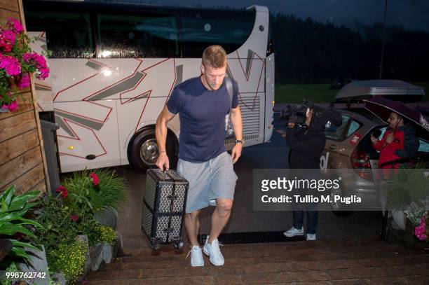 Slobodan Rajkovic arrives at US Citta' di Palermo training camp on July 14, 2018 in Belluno, Italy.