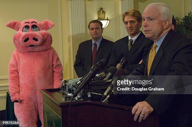 David Williams, VP of Policy,Jeff Flake, R-Ariz. And John McCain, R-AZ., during a news conference to release its "2007 Congressional Pig Book," an...