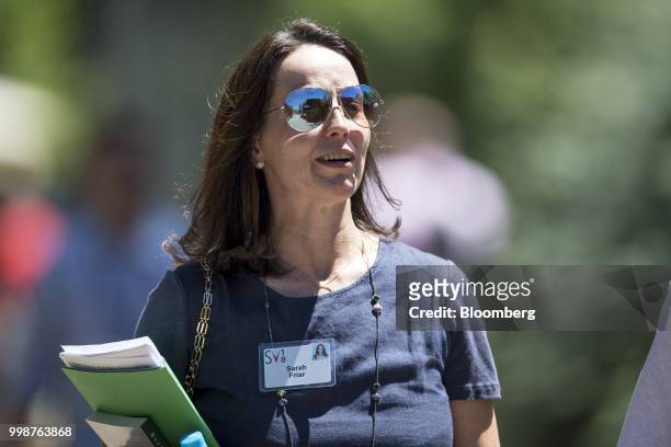 Sarah Friar, chief financial officer of Square Inc., walks the grounds after the morning session at the Allen & Co. Media and Technology Conference...