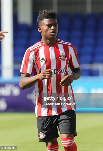 Bali Mumba of Sunderland during a Pre-Season friendly match between Hartlepool United and Sunderland AFC at Victoria Park on July 14, 2018 in...