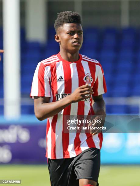 Bali Mumba of Sunderland during a Pre-Season friendly match between Hartlepool United and Sunderland AFC at Victoria Park on July 14, 2018 in...