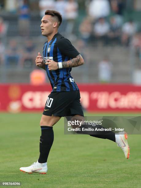 Lautaro Martinez of FC Internazionale runs during the pre-season friendly match between Lugano and FC Internazionale on July 14, 2018 in Lugano,...