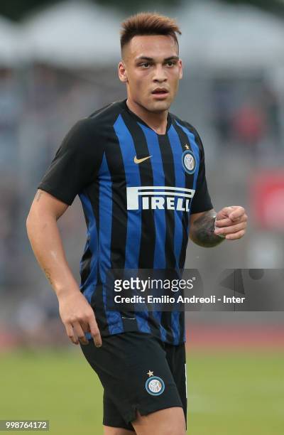 Lautaro Martinez of FC Internazionale looks on during the pre-season friendly match between Lugano and FC Internazionale on July 14, 2018 in Lugano,...