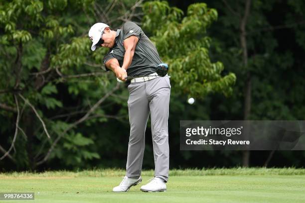 Whee Kim of Korea hits his tee shot on the second hole during the third round of the John Deere Classic at TPC Deere Run on July 14, 2018 in Silvis,...
