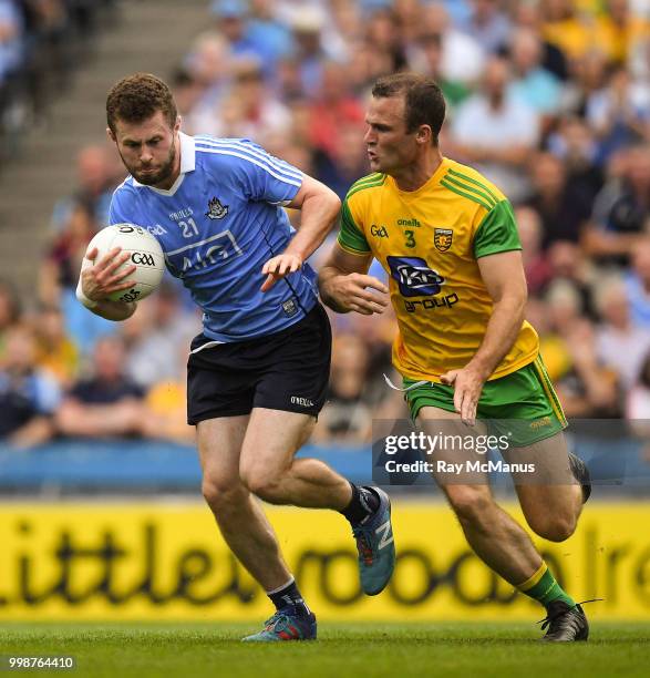 Dublin , Ireland - 14 July 2018; Jack McCaffrey of Dublin in action against Neil McGee of Donegal during the GAA Football All-Ireland Senior...