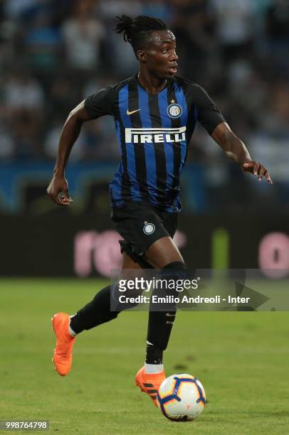 Yann Karamoh of FC Internazionale controls the ball during the pre-season friendly match between Lugano and FC Internazionale on July 14, 2018 in...