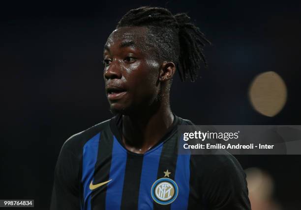 Yann Karamoh of FC Internazionale looks on during the pre-season friendly match between Lugano and FC Internazionale on July 14, 2018 in Lugano,...