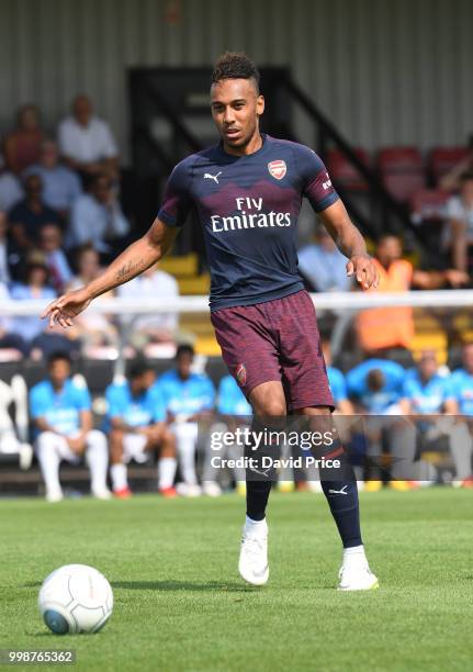 Pierre-Emerick Aubameyang of Arsenal during the match between Borehamwood and Arsenal at Meadow Park on July 14, 2018 in Borehamwood, England.