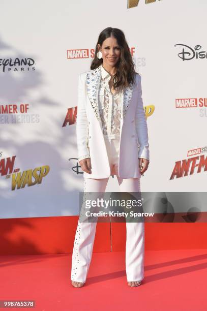 Actress Evangeline Lilly attends the European Premiere of Marvel Studios "Ant-Man And The Wasp" at Disneyland Paris on July 14, 2018 in Paris, France.