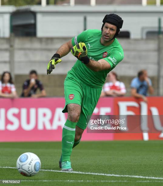Petr Cech of Arsenal during the match between Borehamwood and Arsenal at Meadow Park on July 14, 2018 in Borehamwood, England.