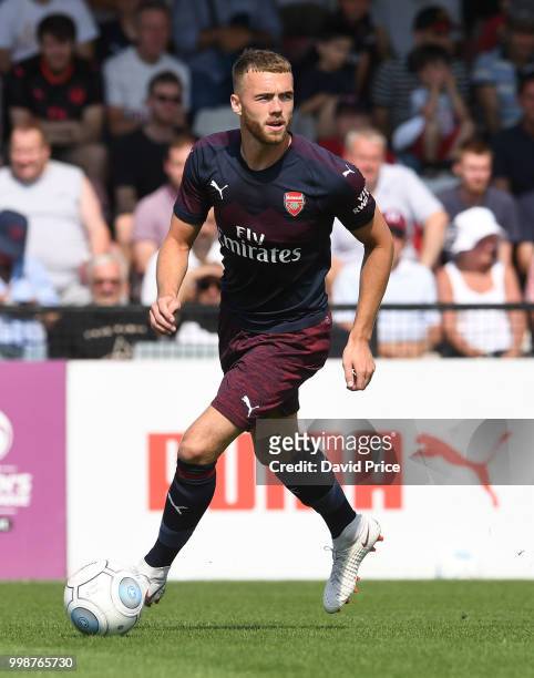 Calum Chambers of Arsenal during the match between Borehamwood and Arsenal at Meadow Park on July 14, 2018 in Borehamwood, England.