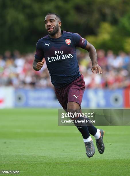 Alexandre Lacazette of Arsenal during the match between Borehamwood and Arsenal at Meadow Park on July 14, 2018 in Borehamwood, England.
