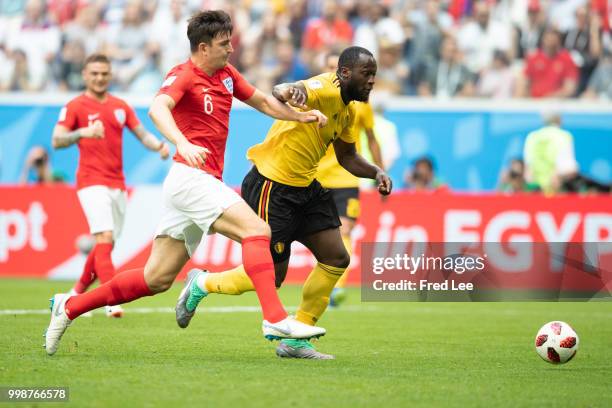 Romelu Lukaku of Belgium in action during the 2018 FIFA World Cup Russia 3rd Place Playoff match between Belgium and England at Saint Petersburg...