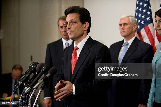 House Minority Leader John Boehner, R-Ohio, House Minority Whip Eric Cantor, R-Va., and House Republican Conference Chairman Mike Pence during the...