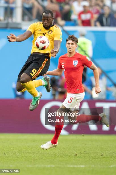 Romelu Lukaku of Belgium in action during the 2018 FIFA World Cup Russia 3rd Place Playoff match between Belgium and England at Saint Petersburg...