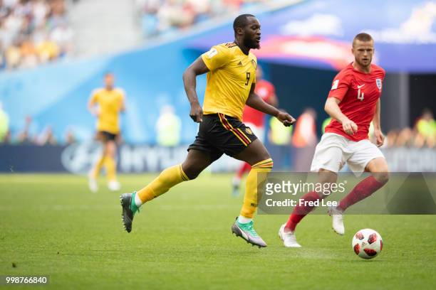 Romelu Lukaku of Belgium in action during the 2018 FIFA World Cup Russia 3rd Place Playoff match between Belgium and England at Saint Petersburg...