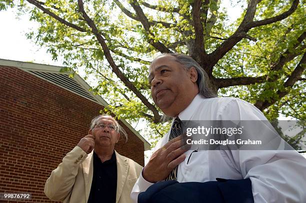 Chief Ken Adams of the Upper Mattaponi Tribe and Chief Stephen R. Adkins of the Chickahominy tribe at Sharon Indian School built in 1952 and is the...