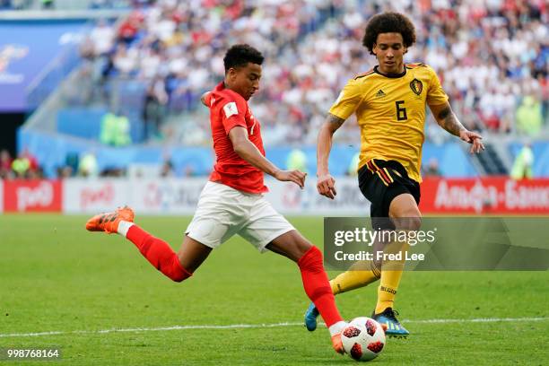 Jesse Lingard of England in action during the 2018 FIFA World Cup Russia 3rd Place Playoff match between Belgium and England at Saint Petersburg...