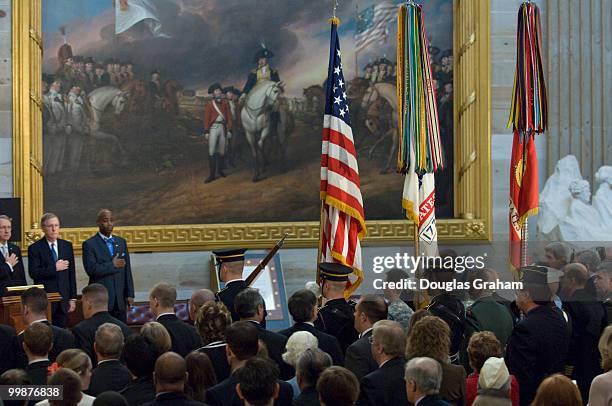 The United States Military Color Guard presents the colors during the Congressional Remembrance Ceremony on Thursday, March 13, 2008 to honor the...