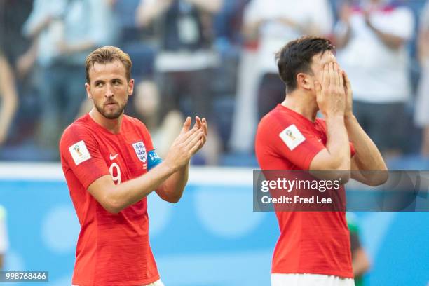 Harry Kane of England in action during the 2018 FIFA World Cup Russia 3rd Place Playoff match between Belgium and England at Saint Petersburg Stadium...