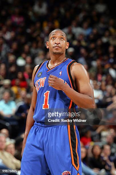 Chris Duhon of the New York Knicks looks on during the game against the Golden State Warriors at Oracle Arena on April 2, 2010 in Oakland,...
