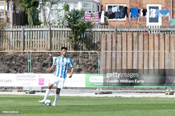 Christopher Schindler of Huddersfield Town during the pre-season friendly between Accrington Stanley and Huddersfield Town at The Crown Ground,on...