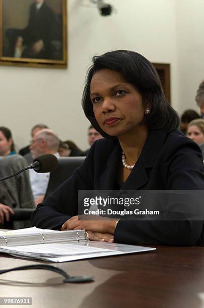 Secretary of State Condoleezza Rice testifies during the House Appropriations Committee International Affairs Budget State, Foreign Operations and...