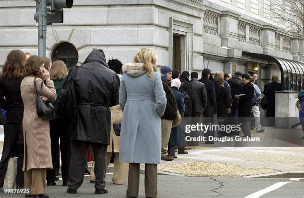 Staffers and public prepare to enter the Russell Senate Office Building after the building was declared safe after the ricin scare.