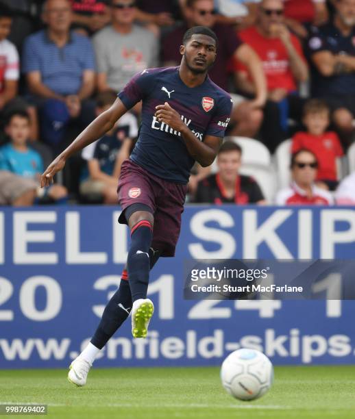 Ainsley Maitland-Niles of Arsenal during the pre-season friendly between Boreham Wood and Arsenal at Meadow Park on July 14, 2018 in Borehamwood,...