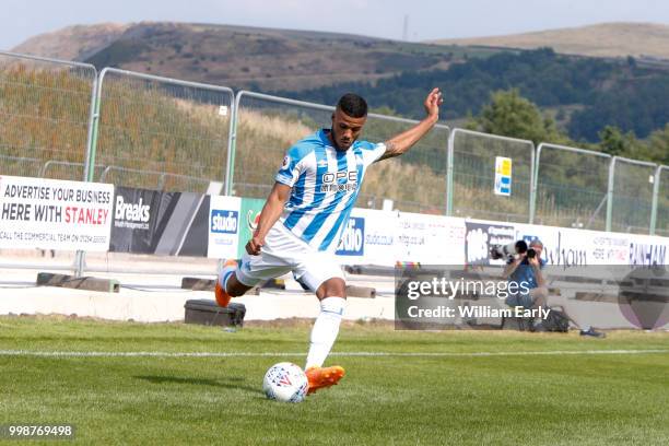 Elias Kachunga of Huddersfield Town during the pre-season friendly between Accrington Stanley and Huddersfield Town at The Crown Ground,on July 14,...