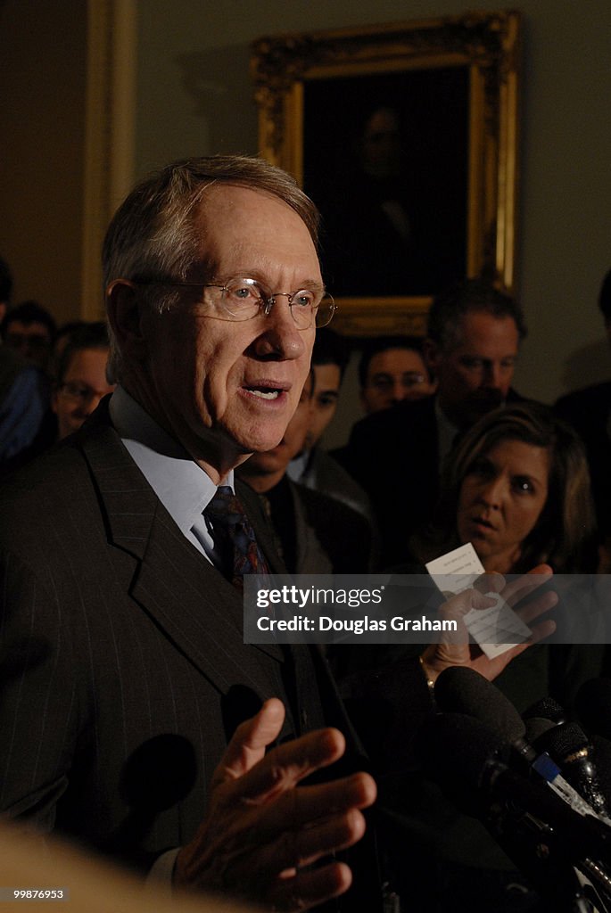 Senator Harry Reid, D-N.V. addresses the media about the con