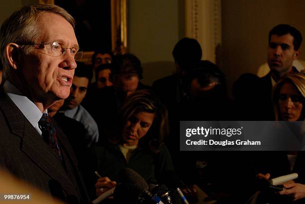 Senator Harry Reid, D-N.V. Addresses the media about the condition of Senator Tim Johnson, D-S.D. After Johnson under went surgery over night at...