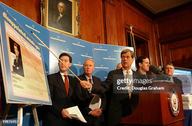Trent Lott, R-Miss and other republican leadership during a press conference to anounce there new web site, disappointed.senate.gov, and to point out...