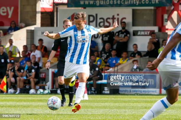 Chris Löwe of Huddersfield Town during the pre-season friendly between Accrington Stanley and Huddersfield Town at The Crown Ground,on July 14, 2018...