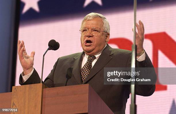 Speaker of the House Dennis Hastert speaks at the 2004 Republican National Convention in New York City.