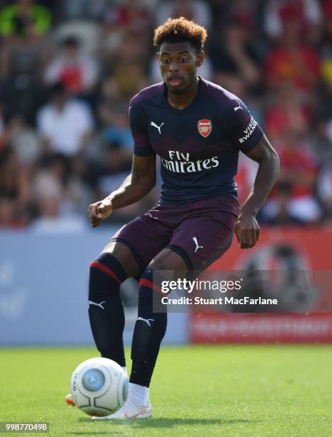 Jeff Reine-Adelaide of Arsenal during the pre-season friendly between Boreham Wood and Arsenal at Meadow Park on July 14, 2018 in Borehamwood,...