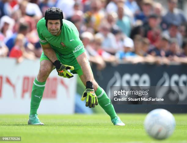 Petr Cech of Arsenal during the pre-season friendly between Boreham Wood and Arsenal at Meadow Park on July 14, 2018 in Borehamwood, England.