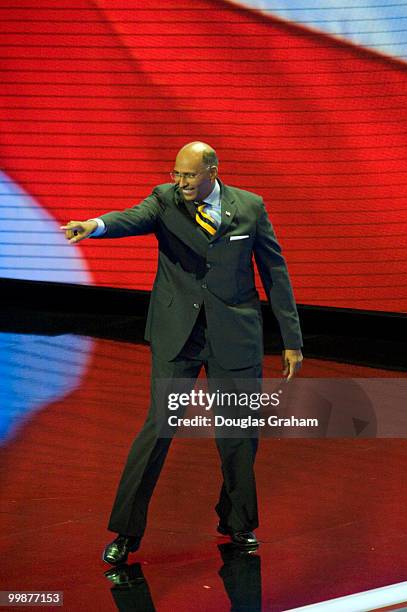 Chairman Michael Steele addresses the crowd on the third day of the Republican National Convention held at the Xcel Center in St. Paul, September 3,...