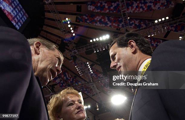 Craig Thomas his wife Susan and Rick Santorum during the 2004 Republican National Convention at Madison Square Gardens in New York City.