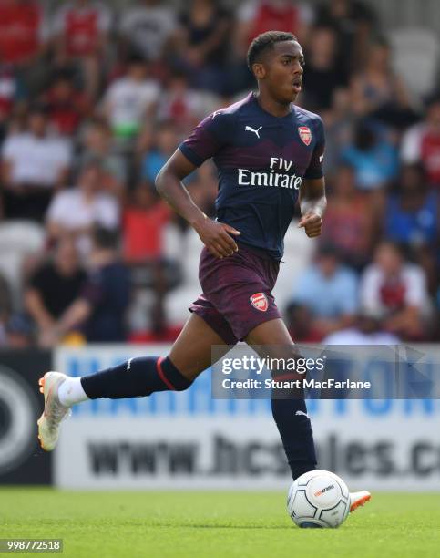 Joe Willock of Arsenal during the pre-season friendly between Boreham Wood and Arsenal at Meadow Park on July 14, 2018 in Borehamwood, England.