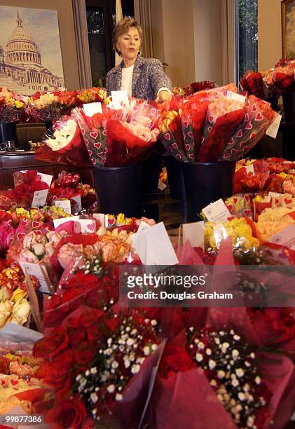 Senator Barbara Boxer received about 4000 roses in her office at the Hart Senate Office Building from her supporters on Valentine's Day, which she...