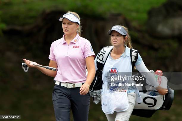 Brooke Henderson of Canada walks on the second hole during the third round of the Marathon LPGA Classic golf tournament at Highland Meadows Golf Club...