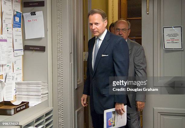 House Rules Committee ranking member David Dreier, R-Calif. And Richard "Doc" Hastings, R-Wash.; arrive at the House Radio and TV gallery to hold a...