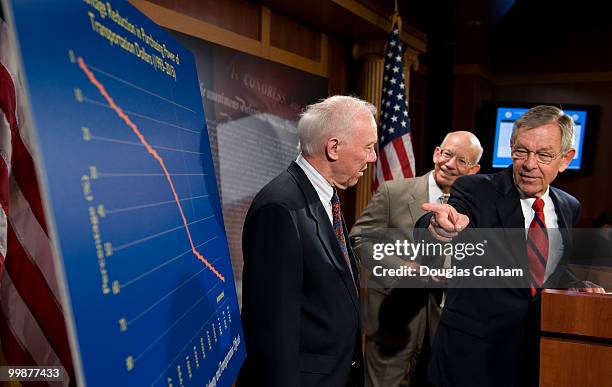 Chairman of Transportation & Infrastructure Committee James Oberstar, D-MN., Peter DeFazio, D-OR., and George Voinovich, R-OH., look at a chart...