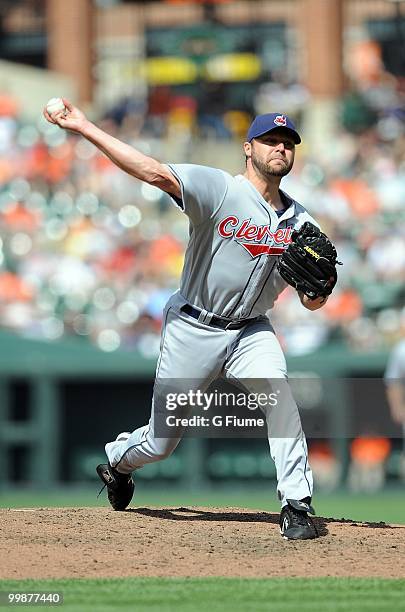 Jake Westbrook of the Cleveland Indians pitches against the Baltimore Orioles at Camden Yards on May 16, 2010 in Baltimore, Maryland.